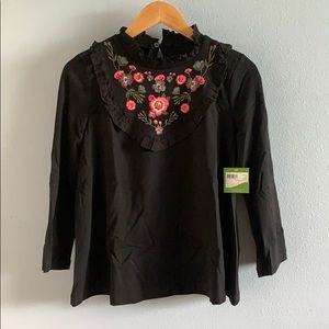 Kate Spade mixed media embroidered top